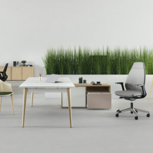 Cora – Wood Finish Rectangle Operational Office Desk Range With Optional Credenza Unit