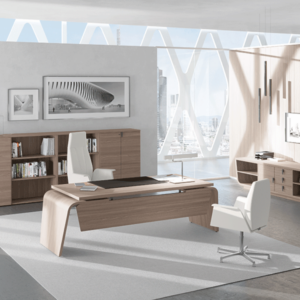 Oxford 3 – Wood Finish Executive Desk With Optional Return And Leather Pad Main Img