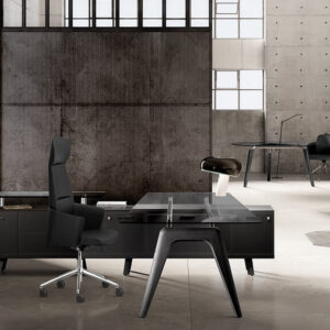 Forza 2 – Modern Glass Top Executive Desk With A Leg1
