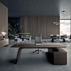 Futura – Modern Executive Desk With Solid Panel Legs And Optional Credenza Unit Main Img