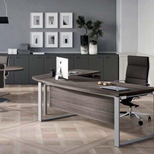 Bonnie 2 – Wood Finish Top Ring Leg Executive Desk With Rounded Front With Optional Return Main Update
