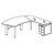 Desk with Glass Top Return and 3 Drawers Pedestal (Right Side)