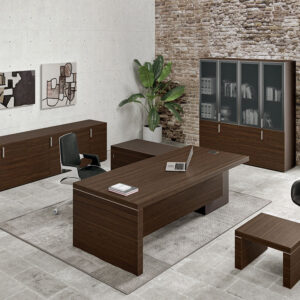 Alcee 1 Slab Legs Executive Desk With Optional Credenza Unit Main Image