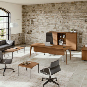 Aletta 1 Wood Executive Desk With Metal Legs With Wood Cover Main Image