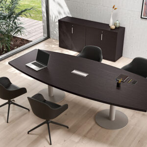 Bravvo 5 Barrel Shaped Meeting Room Table In Round Legs Main Image