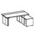 Height Adjustment Desk with Credenza Unit and Glass Insert