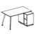 Desk with Small Credenza Unit (1 Door and 2 Open Compartments)