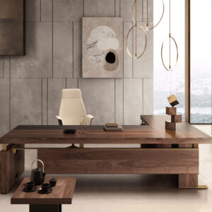 Luisa Modern Wood Finish Eco Leather Executive Desk 1