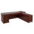 Desk with Full Modesty and 3 Drawers Pedestal + Credenza Unit (Wood Finish Top)
