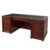 Desk with Full Modesty Panel and Double 3 Drawers Pedestal (Wood Finish Top with Leather Insert)