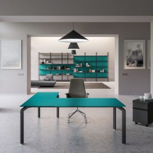 Vinny 2 – Lacquered Glass Top Executive Desk With Aluminium Legs 3