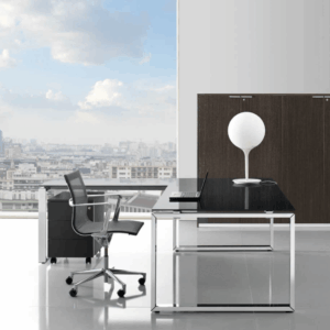 Raymond 4 – Glass Top Executive Desk With Optional Return Main Image